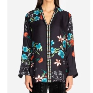 Johnny Was Becca V-Neck Silk Blouse